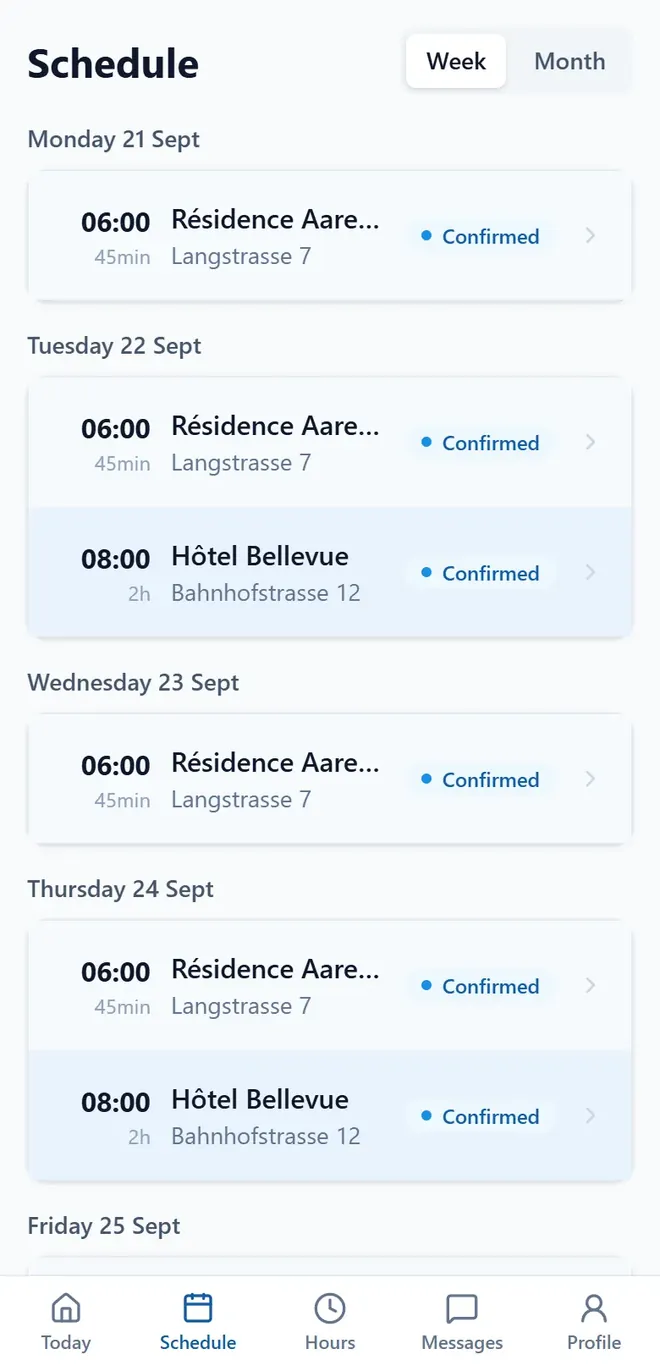 An employee’s week on their phone, day by day.